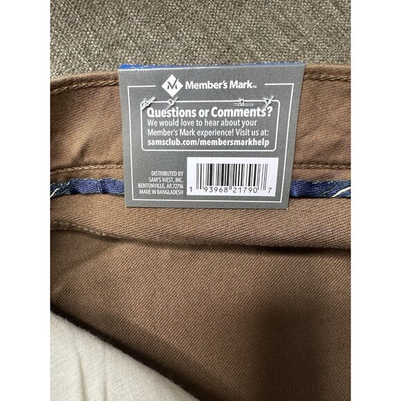 Members Mark Mens Slim Fit Pants Size 38x30 Brown Logan Stretch 5 Pockets - Picture 7 of 7